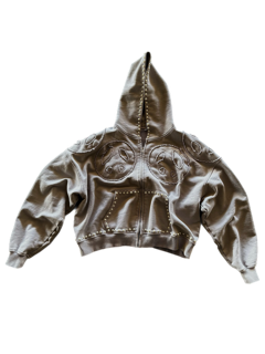 "PEACE" Cropped Zip-Up
